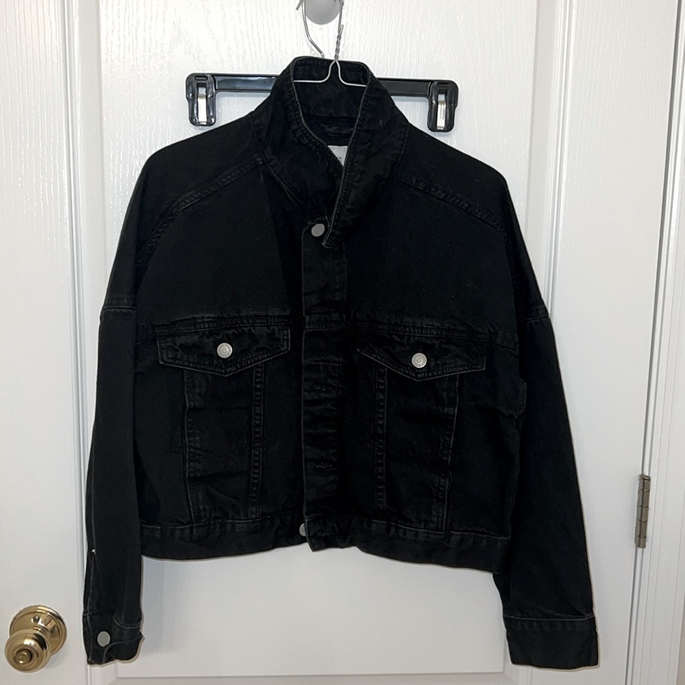 H&M Black Denim Jacket Sz M